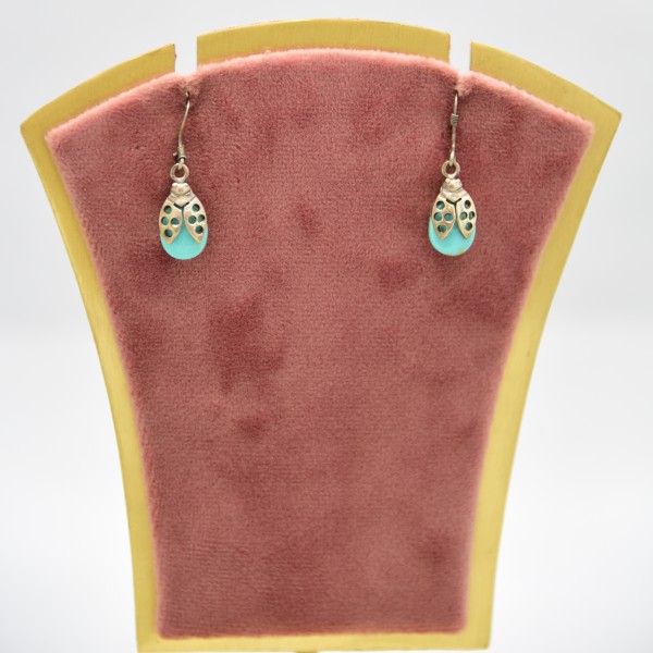 SILVER OXIDIZE 925 EARRING WITH FIROZA SEMIS PRECIOUS STONE