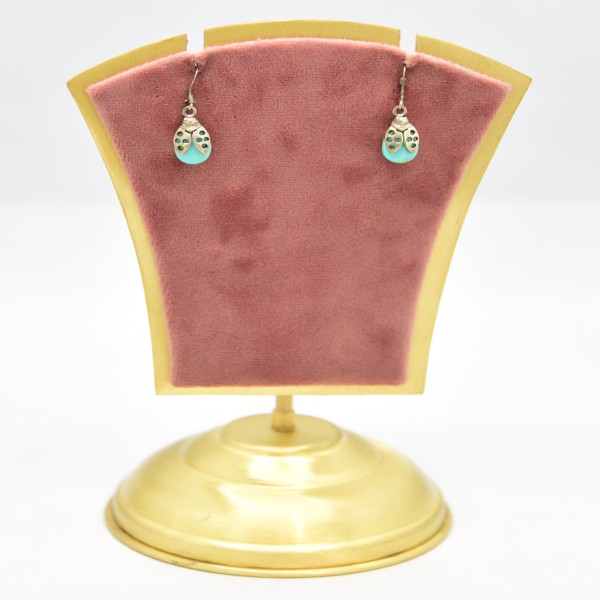 SILVER OXIDIZE 925 EARRING WITH FIROZA SEMIS PRECIOUS STONE