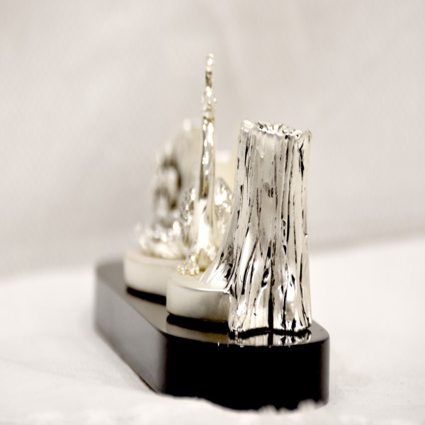SILVER 99% KANHA ART PEACOCK PEN STAND WITH CARD HOLDER