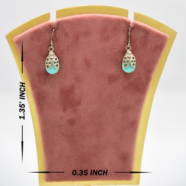 SILVER OXIDIZE 925 EARRING WITH FIROZA SEMIS PRECIOUS STONE