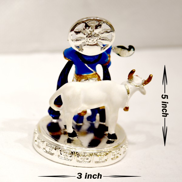 24kt gold aarya krishna with cow in silver 99%