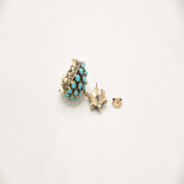 SILVER OXIDIZE JHUMKI STUDDED FIROZA 