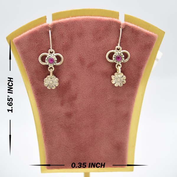SILVER OXIDIZE EARRING STUDDED RUBY