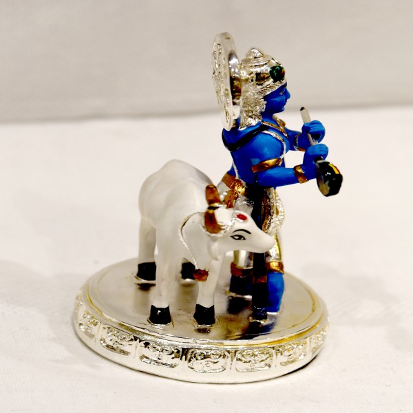 24kt gold aarya krishna with cow in silver 99%