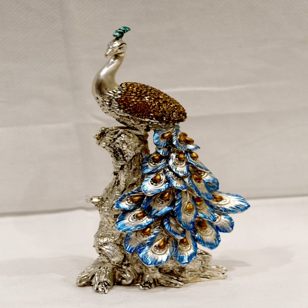 PEACOCK IN TREE SILVER 99% KANHA ART ITALY