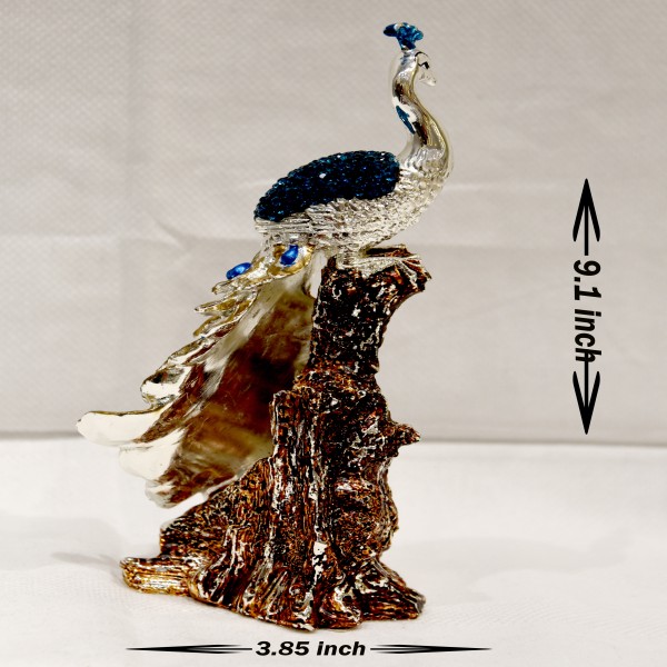 PEACOCK IN TREE SILVER 99% KANHA ART ITALY
