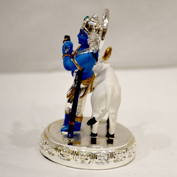 24kt gold aarya krishna with cow in silver 99%